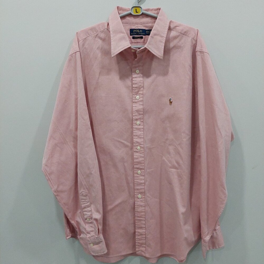 Polo Ralph Lauren Men's 17 1/2 Peach Cotton Oxford Shirt Embroidered Pony Logo